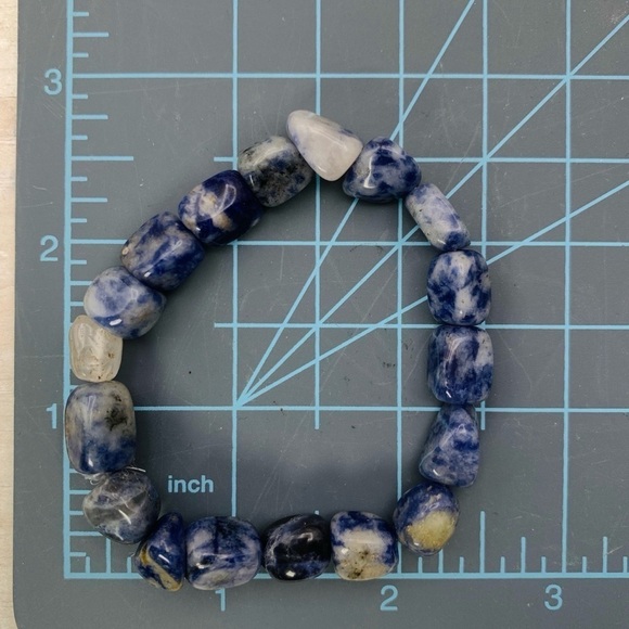Sodalite Polished Stone Stretch Bracelet - Picture 3 of 6